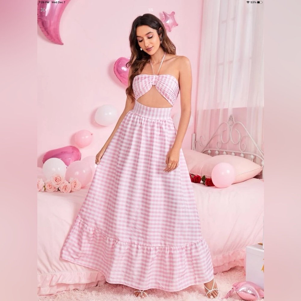 Gingham print halter dress *NEW*
